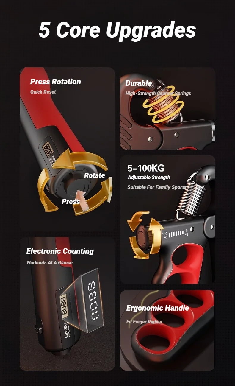 5-100KG Electronic Counting Adjustable Grip For Rehabilitation Hand Muscle Strength Gym Wrist Strengthener Recovery Fitness