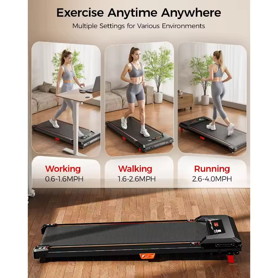 Walking Pad with Incline Under Desk Treadmill for Home Small Office Use 2.5HP Low Noise Portable Treadmill with 330 Lbs Weight