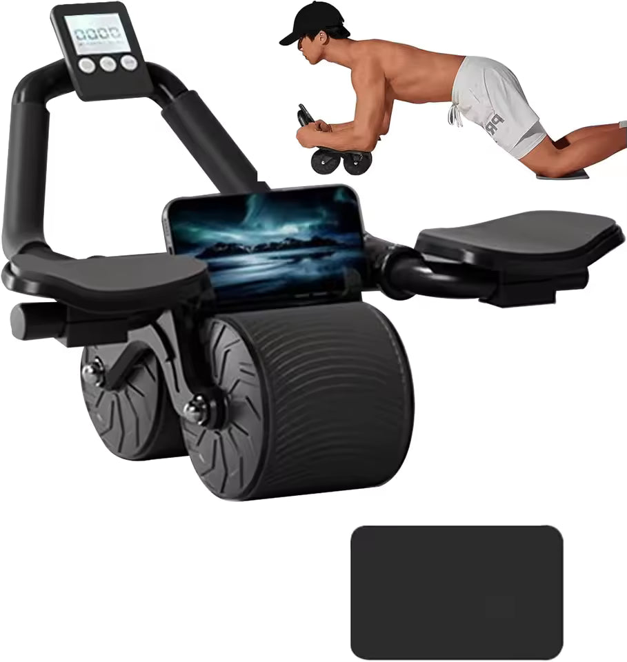 Elbow Support Automatic Rebound Abdominal Wheel Core Muscle Ab Trainer with Counter Display Fitness Exercise Roller Wheel