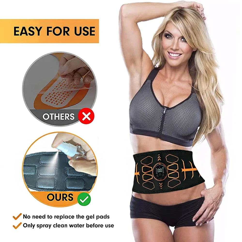 Muscle Toner Smart Abdominal Toning Belt EMS Muscle Stimulator Ab Trainer USB Charge Body Massager Weight Loss Fitness Equipment