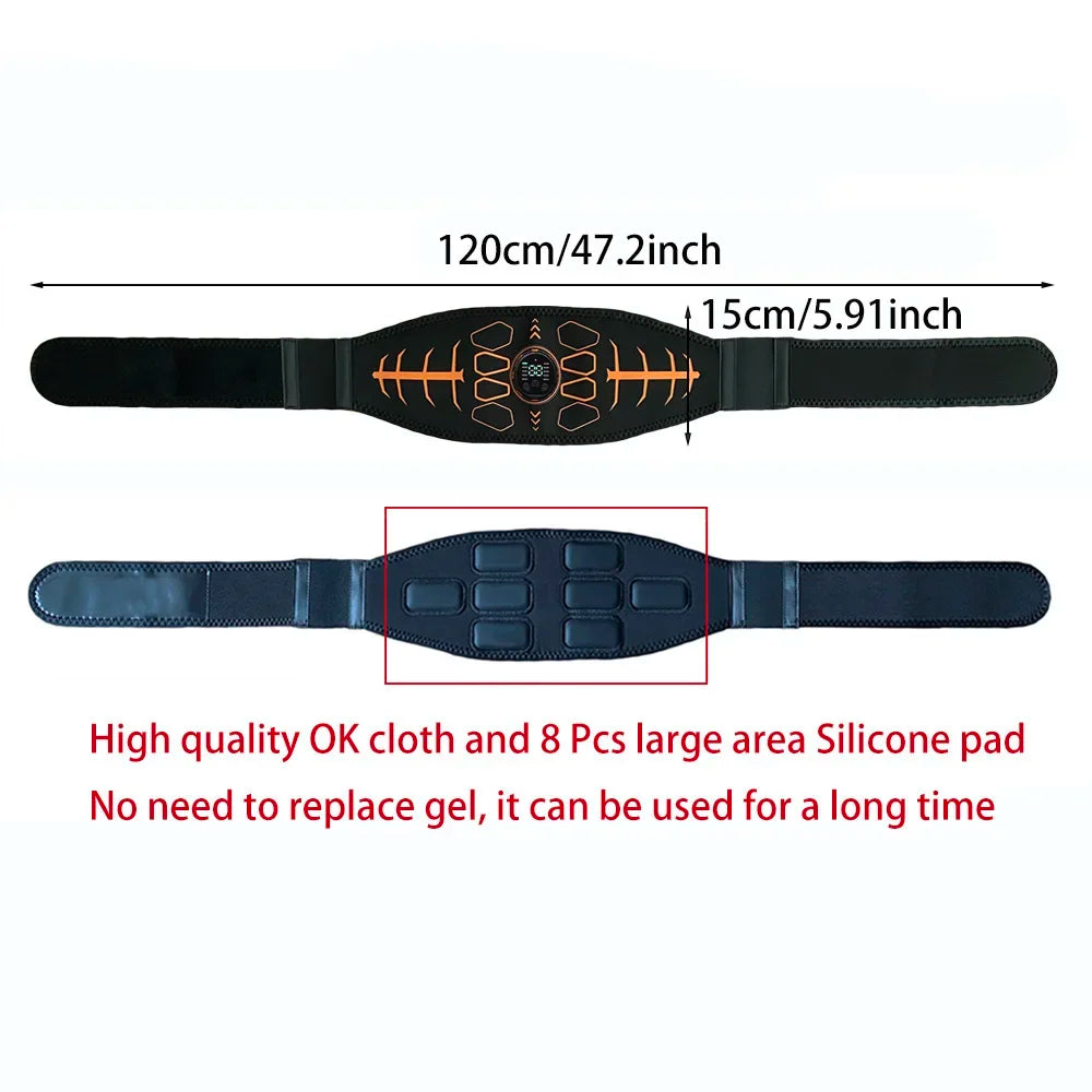 Muscle Toner Smart Abdominal Toning Belt EMS Muscle Stimulator Ab Trainer USB Charge Body Massager Weight Loss Fitness Equipment