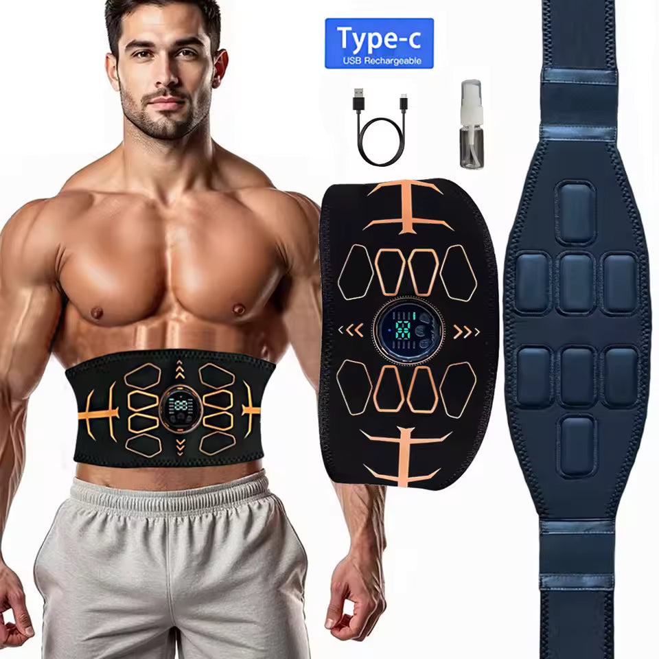 Muscle Toner Smart Abdominal Toning Belt EMS Muscle Stimulator Ab Trainer USB Charge Body Massager Weight Loss Fitness Equipment